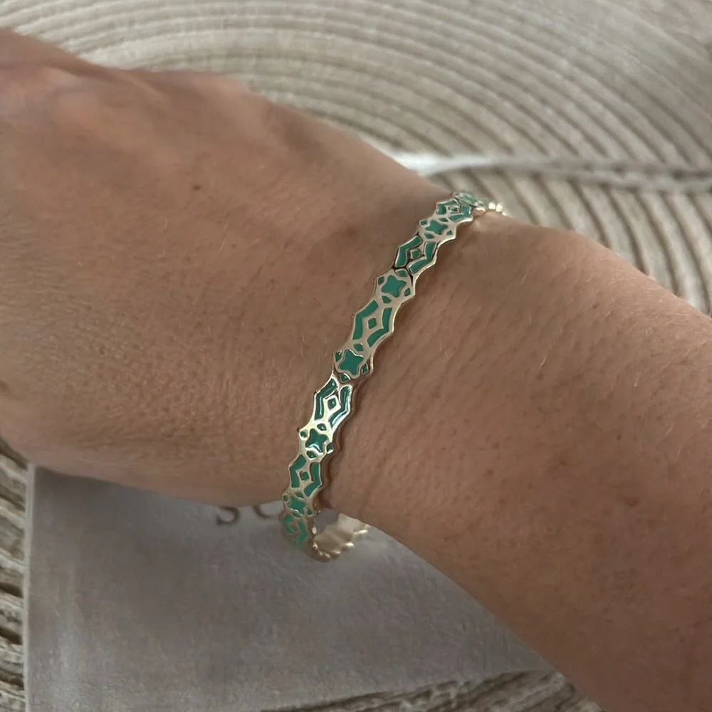 Vintage Kendra Scott Gold and Green Enamel Bracelet like new